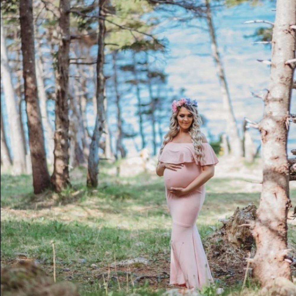 𝅺Pink lush Lavender maternity mermaid maxi dress - Picture 3 of 7